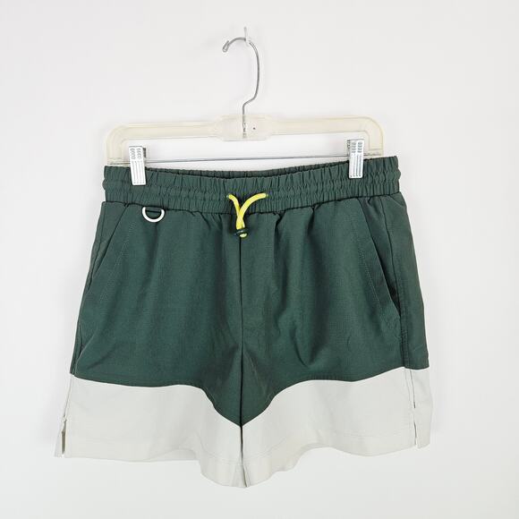 Te Verde Activewear Shorts Medium Green Gray Elastic Waist Drawstring Pockets - Picture 1 of 8